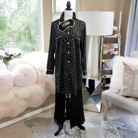 EUC La Senza black animal print pajama sleepwear loungewear pants, L - Picture 2 of 7